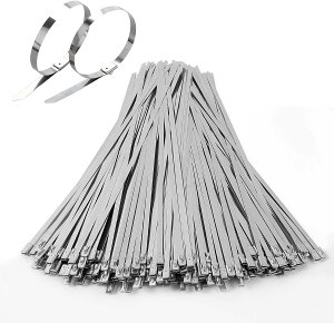 \ P10倍!/ (100本入り)ステンレス結束バンド 4.6mm×300mm 100本 金属 バンド ステンレスケーブルタイ ホースバンド 金属製 室外用 耐熱性 耐候性 耐食性 (4.6*300(100本セット))