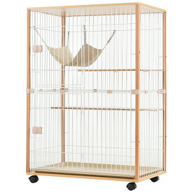 ＼ P10倍！／ 猫 キャットケージ ケージ 木製 キャットハウス ネコ ハウス 留守番 保護 脱走防止 多頭飼い 多頭 スチール 二段 （ナチュラル）