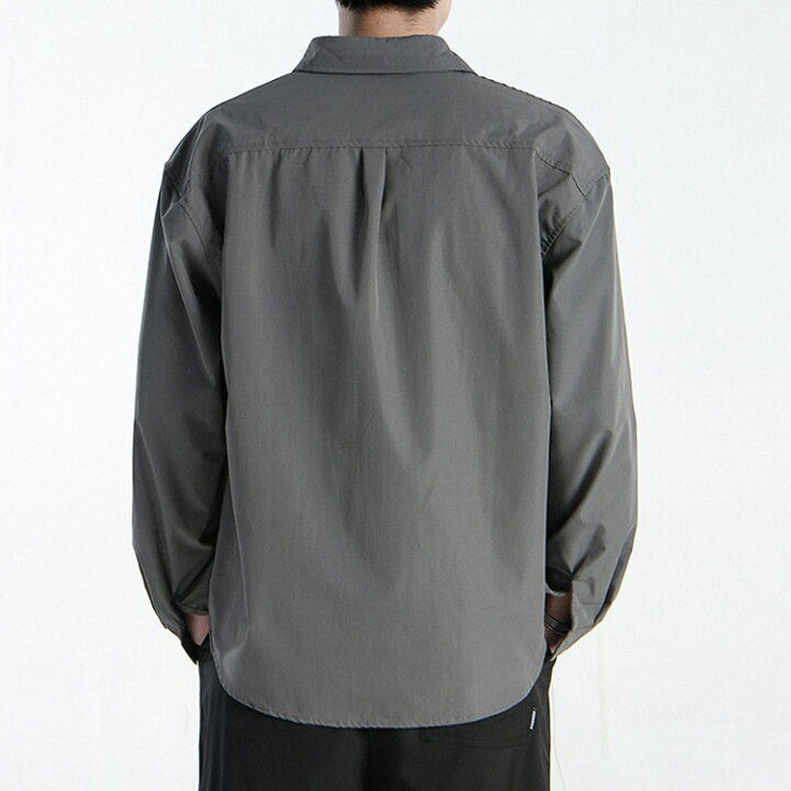 楽天市場 メンズシャツ 白シャツ 黒シャツ 長袖 春服 秋服 無地 男性 ジュニア シャツ ゆったり インナー アウター トップス スリム カーディガン お洒落 通勤 カジュアルウエア ベーシック リミレス