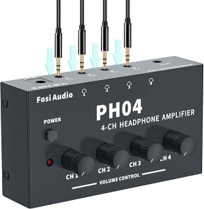 Fosi Audio PH04 �w�b�h�z���A���v 4�`�����l�� �X�e���I�I�[�f�B�I�A���v ������ ���R���p�N�g �|�[�^�u�� �w�b�h�t�H���X�v���b�^�[ 3.5mm���XAUX���z �X�^�W�I/�X�e�[�W�K�p