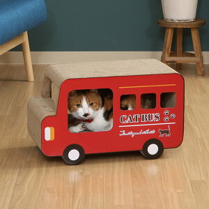 爪とぎ 猫の爪とぎ ロンドンバス 猫 ダンボール 長持ち ( 爪研ぎ つめとぎ 猫用 爪とぎハウス 段ボール ストレス解消 遊び おもちゃ かわいい 爪磨き ガリガリ ハウス 寝床 ねこ 猫用品 ペッ