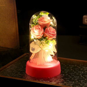 バラの花の花束小夜灯プラスチックカバーled花灯永生花置物創意デスクトップ装飾夜灯卸売り