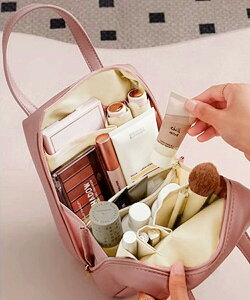 韓国コスメポーチ 縦型 化粧ポーチ大容量 大人可愛いメイクポーチ 化粧品収納バッグ バニティポーチ 持ち運び 便携式トラベルポーチ 旅行 仕切り付き小物入れ