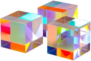 3�Z�b�g �v���Y�� ������ �K���X �L���[�u�v���Y�� Trichroic Prism RGB Glass ���w �Ȋw ���� ���� �ʐ^�p�G�t�F�N�g 2.0cm×2.0cm×2.0cm