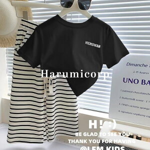セットアップ キッズ ベビー服 女の子 tシャツ ボーダーロングパンツ おしゃれ 可愛い 子供服 夏 上下セット トップス ボトムス ジュニア 赤ちゃん ガウチョパンツ 長ズボン 入学 入園 誕生