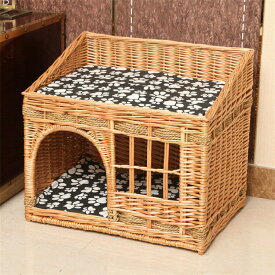 ねこちぐら 2段 猫ベッド キャットハウス 籠 籐 カゴ ラタン製 ペットベッド バスケット ちぐら ねこ 昼寝 ペットハウス