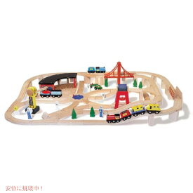 メリッサ＆ダグ Melissa & Doug 木製 鉄道 セット 車 建設 130個 品 Founderがお届け!