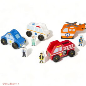 メリッサ&ダグ 木製 緊急車両 4個セット Melissa & Doug 働く車 おもちゃ Founderがお届け!