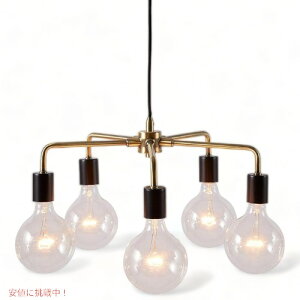 Rivet 5-Arm Industrial Pendant Chandelier, 36H, With Bulbs, Bla Founder�����͂�!