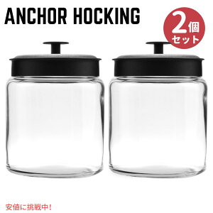 �A���J�[�z�b�L���O 96�I���X�W�t�~���^�i�K���X�W���[ Anchor Hocking 96 Ounce Mini Montana Glass Jar with Lid black