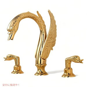 �X�����X�^�C���̃o�X���[�� �����R���{ �S�[���h Ornate Swan Style Bathroom Sink Faucet Combo Deck Mount Sink Gold