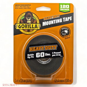Swr[f[eBAʃe[vA1C` x 120C`A Gorilla Heavy Duty, Extra Long Double Sided Mounting Tape, 1" x 120", Black