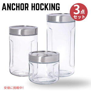 AJ[zbLO Obp[EW[3_Zbg Anchor Hocking Stainless Steel SecureLock Lid, Perfect for Pantry Organization 3 piece set