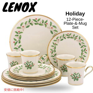 mbNX zf[v[g & }O 4lp 12_Zbg 6122048 mH Lenox Holiday 12-Piece-Plate-&-Mug Set