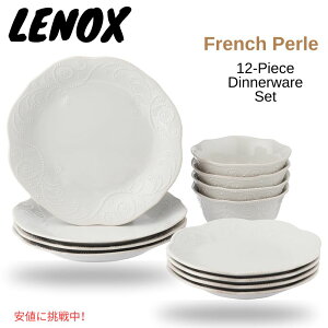 mbNX t`p[ fBi[EFA 4lp 12_Zbg zCg 868103 mH Lenox French Perle 12-Piece Dinnerware Set White