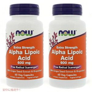 y2{ZbgziE At@|_ 600mg + O[vV[hGLXoCIy 60 #3046 NOW ALA600+Grapeseed&Bioperine 600mg 60 Tablets Pack of 2