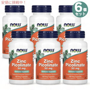 6�Z�b�g NOW Foods �i�E�t�[�Y �s�R�����_ ���� 50mg 120�� �W���N �s�R���l�[�g Zinc Picolinate 50mg 120 Veg Capsules #1552