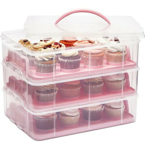 P[Lz_[ 3i JbvP[L 36 }tB P[L yXg[ p[eB[ a Juvale 3Tier Cupcake Carrier with Lid