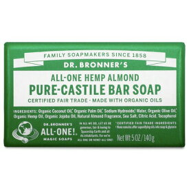 ドクターブロナー マジックソープバー アーモンド 140g Dr. Bronner's カスティール石鹸 固形石けん バーソープ Castile Bar Soap 5oz