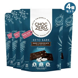 【4個】ChocZero Dark Chocolate coconut Keto Bark 6oz / チョクゼロ ダークチョコレート ココナッツ ケトバーク 170g（6個入り）x 4個