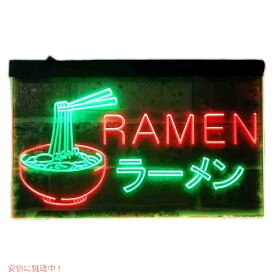 ラーメン屋さんネオンサイン グリーン＆レッド ディスプレイ LED 約30cm×約20cm（12 x 8インチ） LED Neon Sign