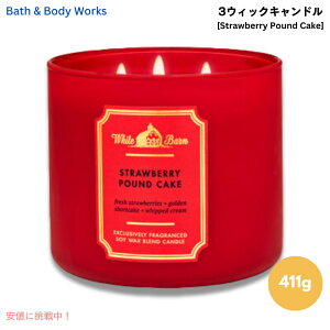 Bath&Body Works oX{fB[[NX Xgx[pEhP[L 3EBbNLh 411g Strawberry Pound Cake 3-Wick Candle 14.5oz