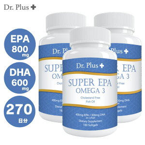 �y������3�{�z���Z�x�X�[�p�[�t�B�b�V���I�C�� 2500mg 2����EPA800mg DHA 600mg �I���K3 180�\�t�g�W�F���i1������j 90����x3 Super fish Oil 2500mg Dr.Plus �h�N�^�[�v���X