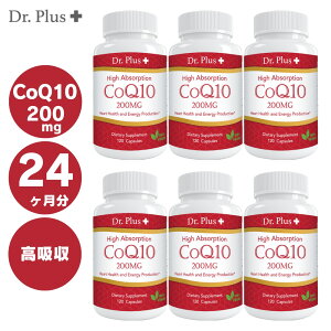 �y6�z���z���R�G���U�C��CoQ10 - Coenzyme Q10 120�J�v�Z�� 4������x6 High Absorption COQ10 Dr.Plus + �h�N�^�[ �v���X �T�v�������g Made in USA