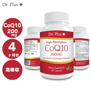 ���z���R�G���U�C��CoQ10 - Coenzyme Q10�@120�J�v�Z���@������4�������@High Absorption COQ10 Dr.Plus + �h�N�^�[ �v���X �T�v�������g Made in USA Dr Plus �T�v��