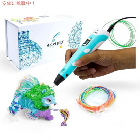 SCRIB3D 3Dアートペン ディスプレイ付き （PLA フィラメント、ステンシルブック、プロジェクトガイド、充電器付き） 3Dペン 3Dプリントペン