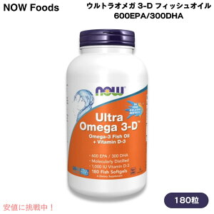 NOW Foods iEt[Y EgIK 3-D tBbVIC 600EPA/300DHA 180 \tgWF #1664 Ultra Omega 3-D Fish Oil 180 Fish Softgels