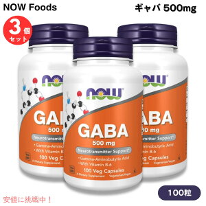 �y3�Z�b�g�zNOW Foods �i�E�t�[�Y �M���o 500mg 100�� �x�W�J�v�Z�� #0087 �K���}�A�~�m���_ GABA 500mg 100 Veg Capsules