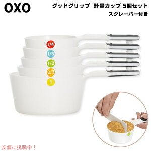 OXO IN\[ ObhObv vʃJbv 5 { XN[p[ 1 v6_Zbg zCg WOJbv 6-Piece Measuring Cups- White, 5 Count