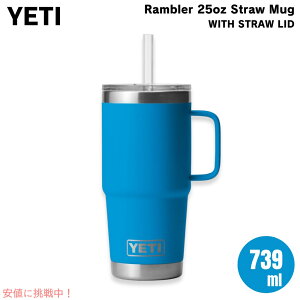 YETI �C�G�e�B �����u���[ 25�I���X �X�g���[�}�O �X�g���[�W 739ml �r�b�O�E�F�[�u�u���[ Rambler 25 oz Straw Mug With Straw Lid Big Wave Blue