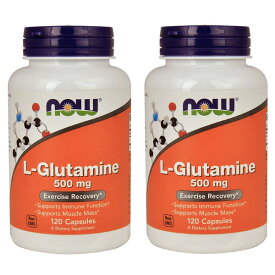 【2本セット】NOW L-Glutamine 500 mg 120 Veg Capsules #0092 / ナウフーズ　L-グルタミン 500mg 120カプセル
