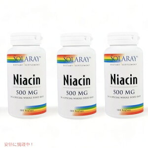 �y������3�{�Z�b�g�zSolaray Niacin Capsules 500 mg �\�����[ �i�C�A�V�� 100 �� X 3�{