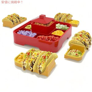 QINOL �^�R�X �z���_�[�X�^���h �g�b�s���O�p�g���[�t�� �^�R�X�p�[�e�B�[ �g���e�B�[�� �i�`���X Taco Holders with Topping Bar