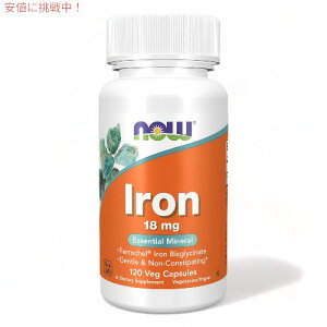NOW Foods iEt[Y S 18mg 120 #1443 Tvg K{~l ~l xWJvZ Iron 18 mg Veg Capsules