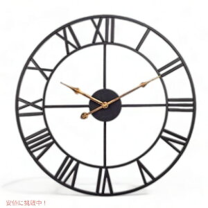 ウォールクロック 壁掛け時計 ローマ数字 円形 単三電池 Black Founderがお届け!