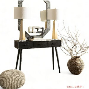 Safavieh �T�t�@�r�G Home Albus �~�b�h�Z���`�����[ ���_�� �u���b�N �R���\�[���e�[�u�� Mid-Century Modern Black 3-drawer Console Table CNS5701D