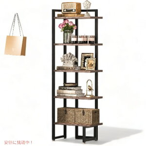 Tribesigns gCuTC C_XgA 5i R[i[ {I uE Industrial 5 Tier Wood Corner Shelf Stand Brown