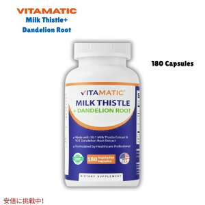 Vitamatic ���B�^�}�e�B�b�N �~���N�V�X�� �^���|�|�̍��z�� 180�� �x�W�^���A���J�v�Z�� Milk Thistle with Dandelion Root