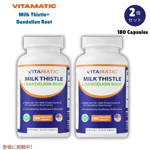 �y2�Z�b�g�zVitamatic ���B�^�}�e�B�b�N �~���N�V�X�� �^���|�|�̍��z�� 180�� �x�W�^���A���J�v�Z�� Milk Thistle with Dandelion Root