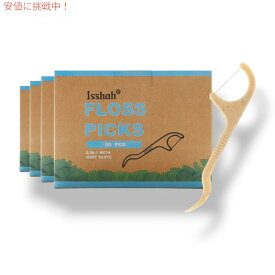 Isshah ナチュラル デンタルフロス ピック Natural Dental Floss Picks [持続可能、環境に優しい] 200個 (ミント)