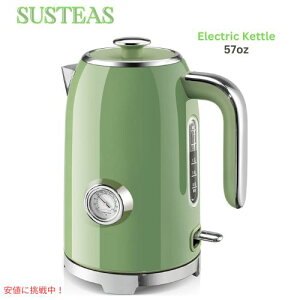 SUSTEAS �T�X�e�A�X �d�C�P�g�� 57�I���X ���g���O���[�� 1500W Electric Kettle 57oz Stainless Steel -Retro Green
