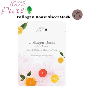 �y�����z[3���Z�b�g] 100% Pure �R���[�Q���u�[�X�g�V�[�g�}�X�N 0.88 oz Collagen Boost Sheet Mask 25g�y���������z