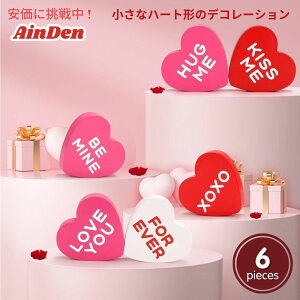 AinDen �����ȃn�[�g�^ �o�����^�C���f�[ �ؐ��T�C�� ���� 6���� Small Heart Shaped Valentines Day Wooden Sign Decorations 6pcs
