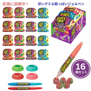 Juicy Drop �W���[�V�[�h���b�v �Â��L�����f�B���_���ς��W�F���y�� �A�\�[�g�t���[�o�[ 16�Z�b�g Sweet Candy & Sour Gel Pen Assorted Flavors 16packs
