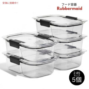 Rubbermaid ラバーメイド ブリリアンス フード容器 2.85カップ ×5個 クリア/グレー Brilliance Food Containers 2.85 Cup x 5pcs Clear/Grey