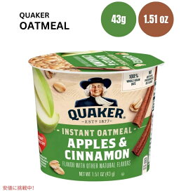 クエーカー インスタント オートミール カップ アップル シナモン 1.51オンス Quaker Instant Oatmeal Cup Apple Cinnamon 1.51oz